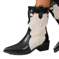 Damen Cowboy-Stiefel mit modischen Akzenten und robustem Blockabsatz WW