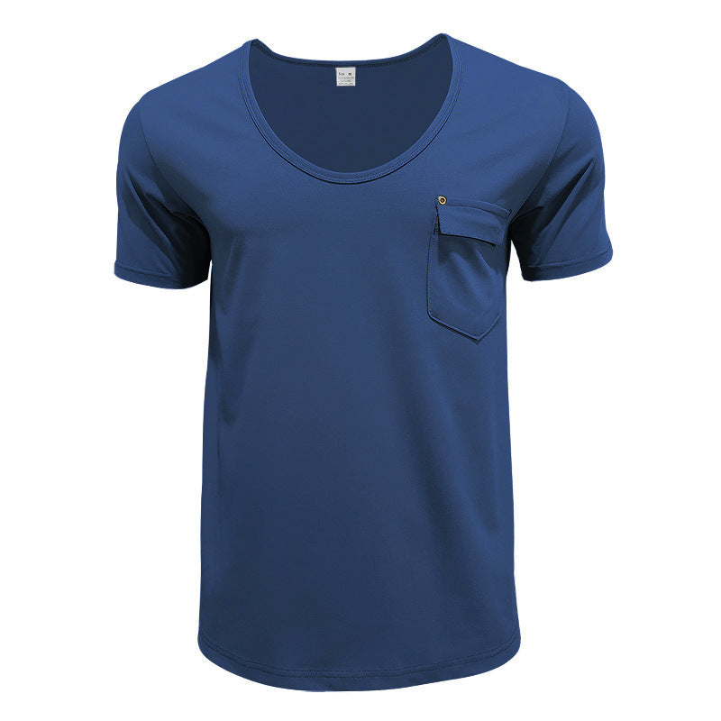 Herren hochwertiges T-Shirt mit lässigem V-Ausschnitt und praktischer Brusttasche WW