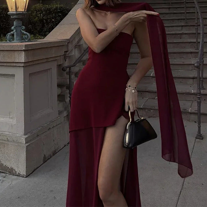 W&W Mode | Elegantes rückenfreies Maxikleid mit Schlitz