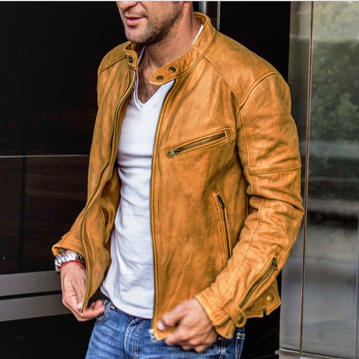 W&W Mode | Klassische Wetterfeste Lederjacke Für Männer
