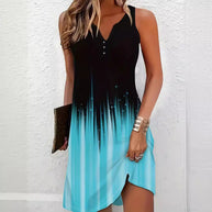 Damen Sommerkleid mit raffiniertem Farbverlauf und Knopfdetails WW