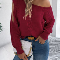 Damen Schulterfreies Strickoberteil WW