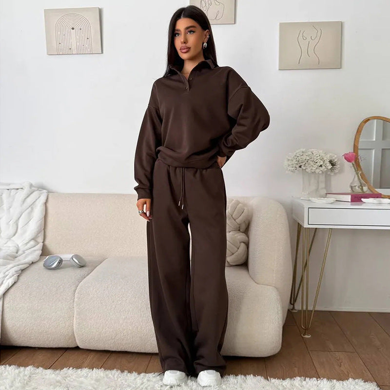 Damen bequemer Poloshirt und lockere Hose Set WW