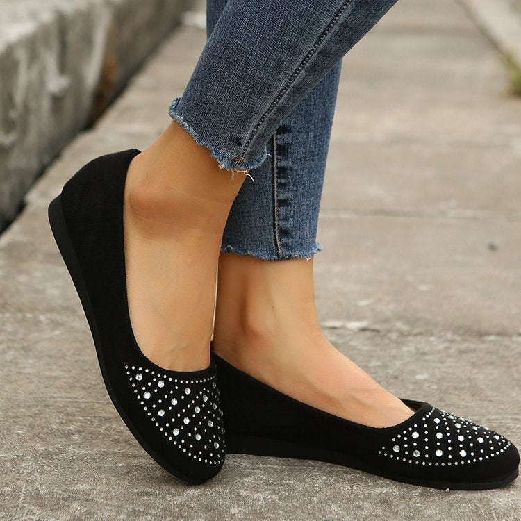 Damen Elegante Ballerinas mit funkelndem Strass-Detail und komfortabler Sohle W&W Mode