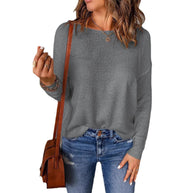 Damen lässiges Strickoberteil mit lockerer Passform und feinem Rippenmuster WW