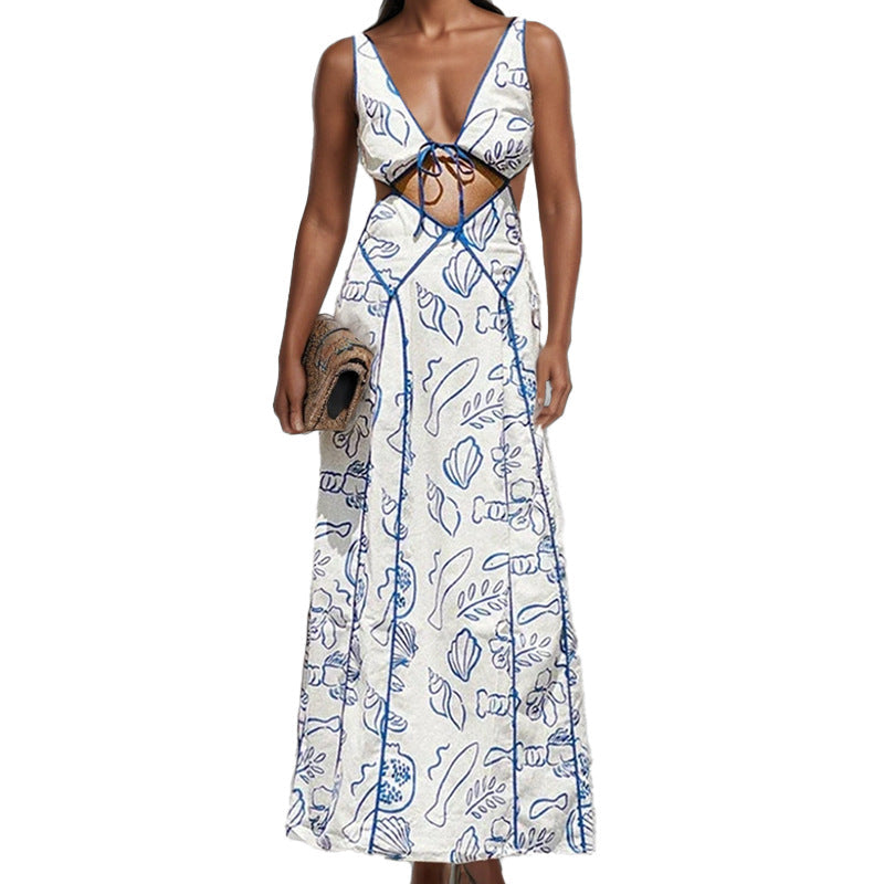Damen Maxikleid mit raffiniertem Cut-Out-Design und verstellbaren Trägern W&W Mode