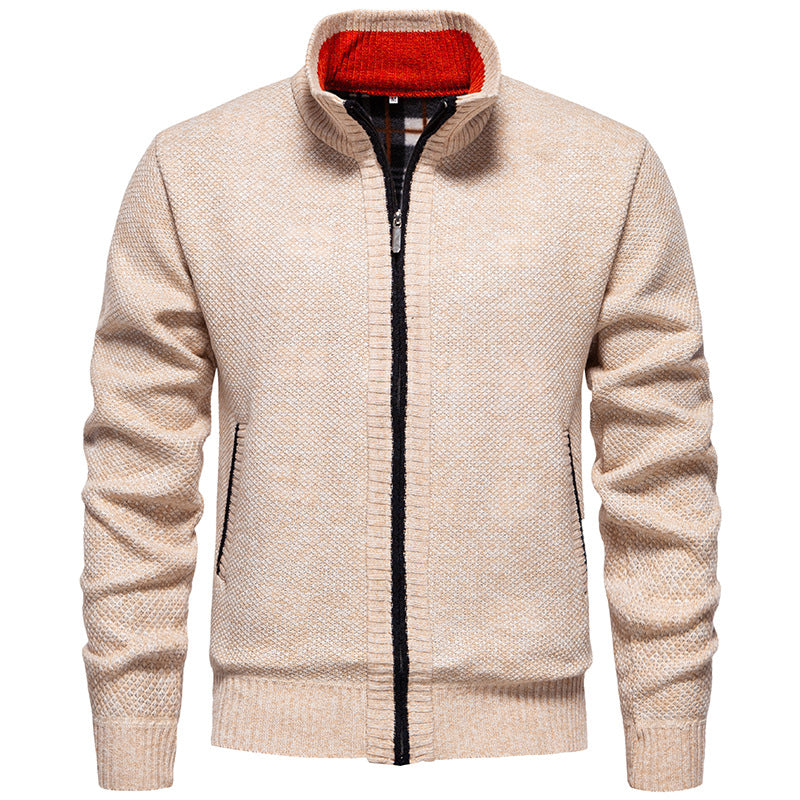 Herren Strickjacke mit hohem Kragen und praktischem Reißverschluss WW