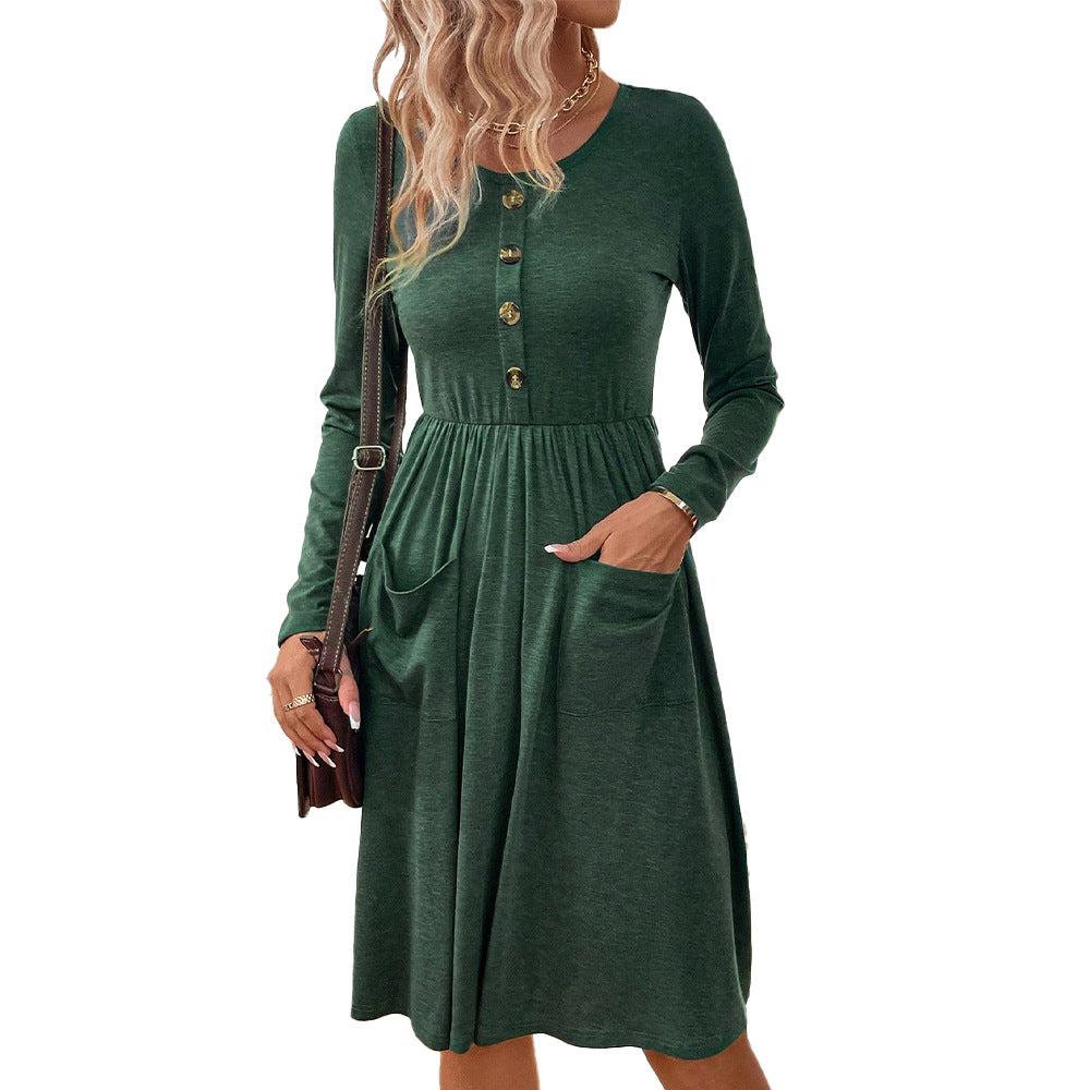 Damen Midi-Kleid mit Knopfleiste und praktischen Taschen W&W