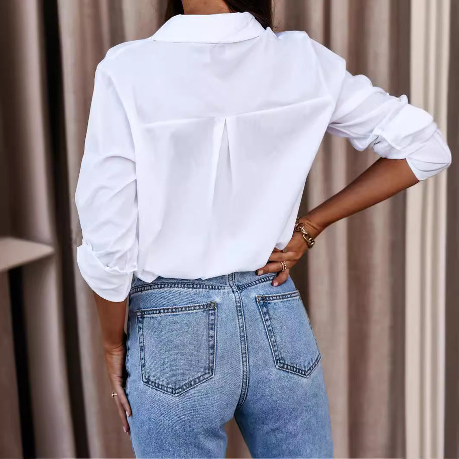 Damen Relaxed Fit Knopfverschluss Hemd WW