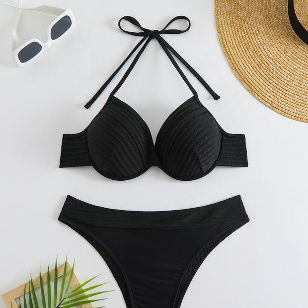 Damen Push-Up Bikini mit raffiniertem Rippendesign WW