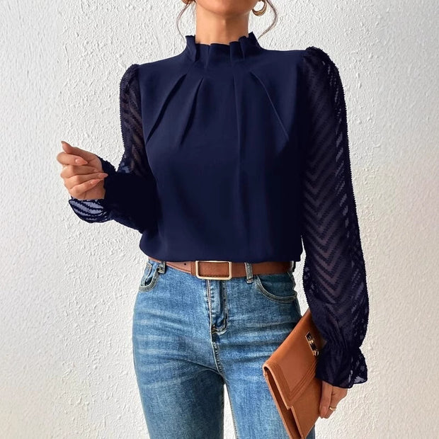 Damen Bluse mit modernen transparenter Ärmel WW