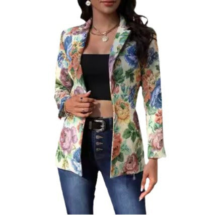 Damen Blazer mit floralem Design und taillierter Schnittführung WW