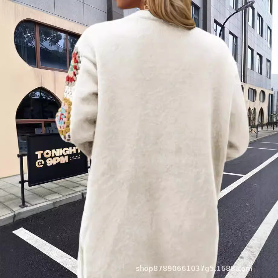 Damen Strickjacke mit einzigartigem Häkelmuster und weitem Schnitt WW