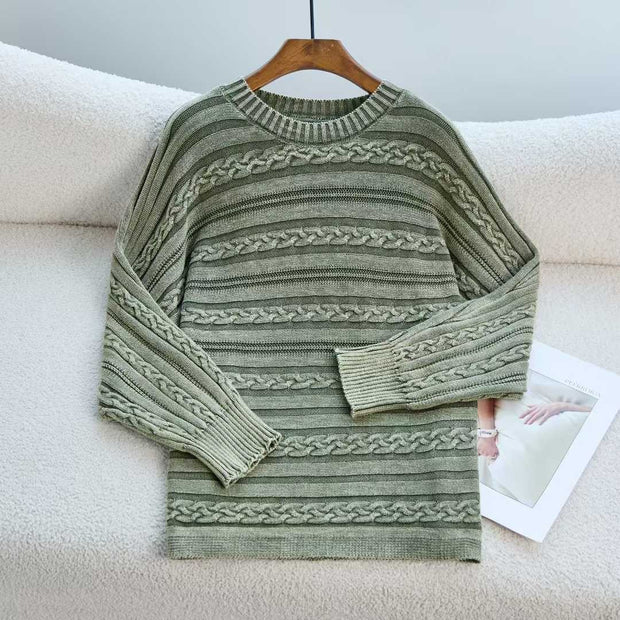 Damen Strickpullover mit strukturiertem Zopfmuster und lässigem Schnitt WW