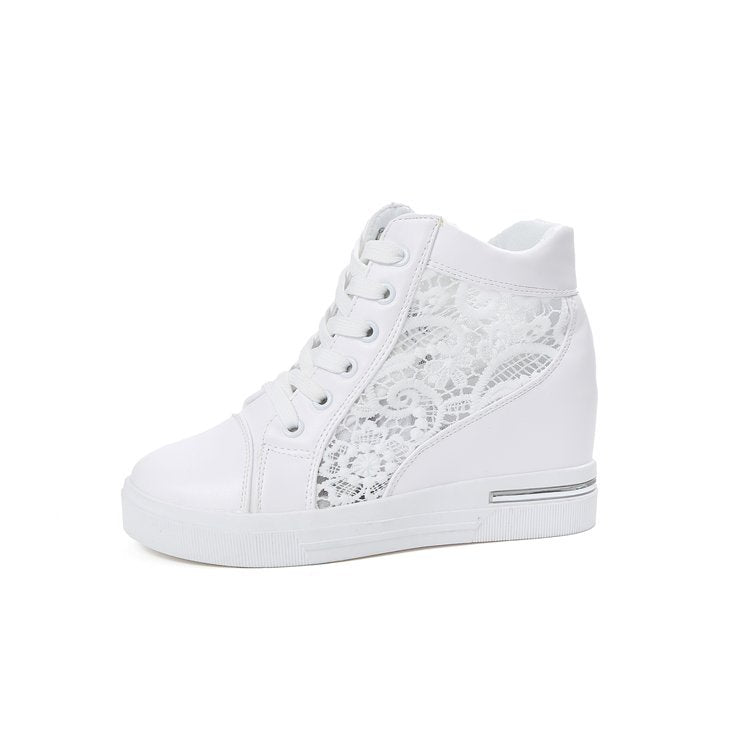 Damen Wedge-Sneaker mit modischem Spitzen-Detail und lässigem Metallic-Finish W&W