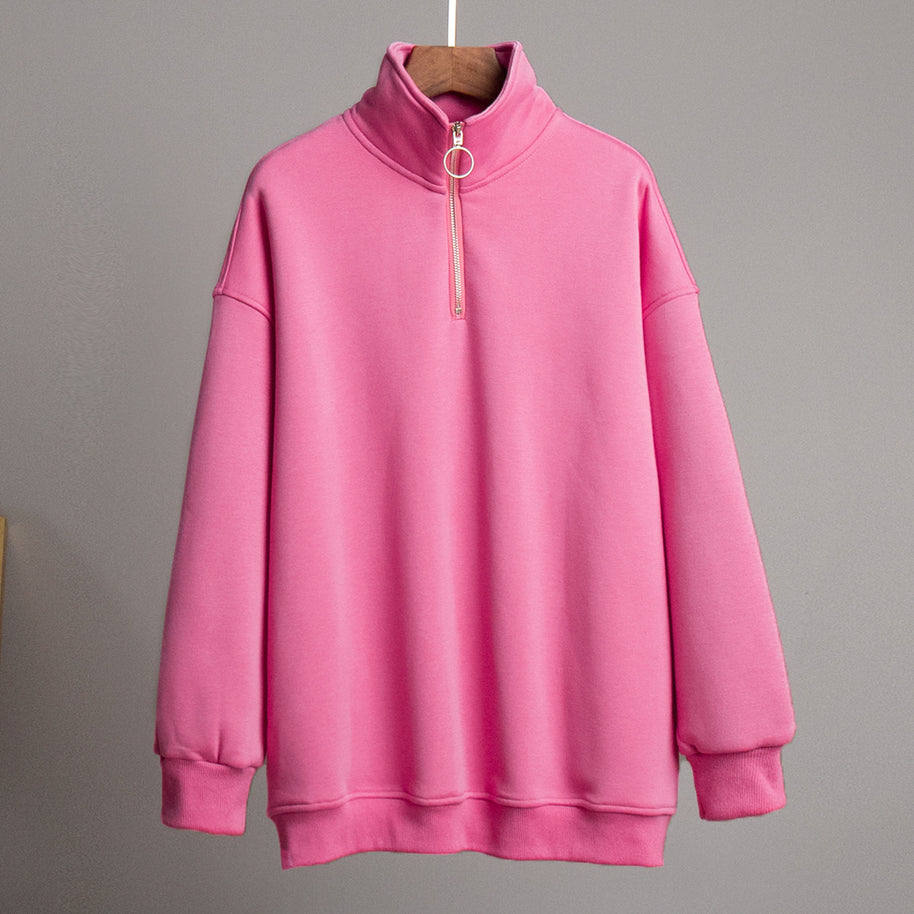 Damen Sportlicher Stehkragen Pullover WW