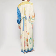 Damen Langes Hemdkleid mit kunstvollem Druck und Taillengürtel WW