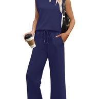 Damen Relaxed Fit Jumpsuit mit verkürzten Ärmeln und bequemem Bund WW