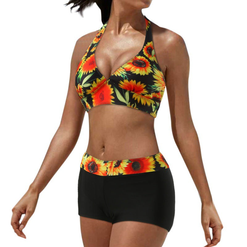 Damen Sportliches Bikini-Set mit auffälliger Streifenmusterung und bequemen Shorts WW