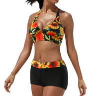 Damen Sportliches Bikini-Set mit auffälliger Streifenmusterung und bequemen Shorts WW