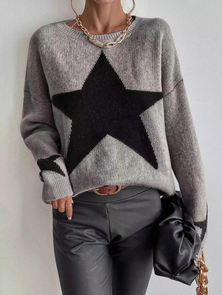 W&W Mode Big Stars Pullover Rundhals Sweatshirt