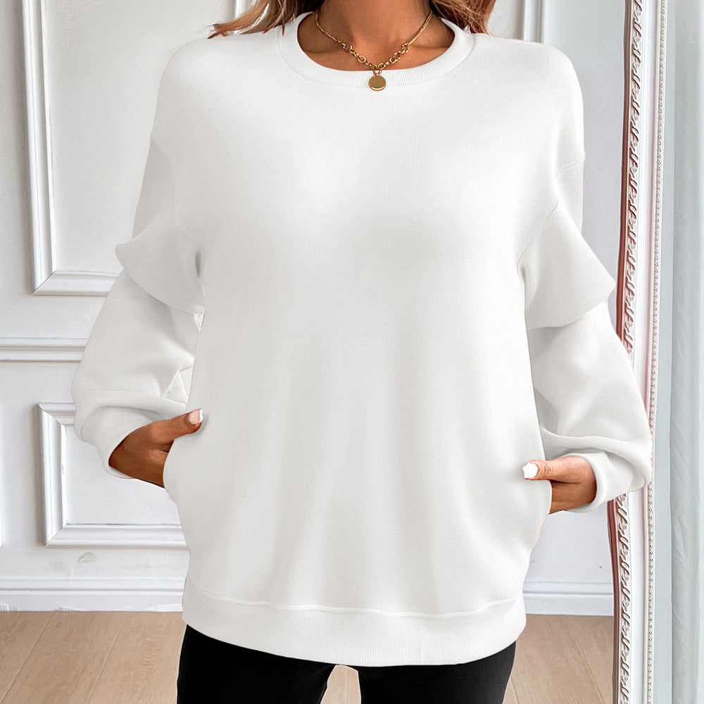WW | Sweater Lockere Passform Rundhals Lange Ärmel Weiche Atmungsaktive Baumwolle