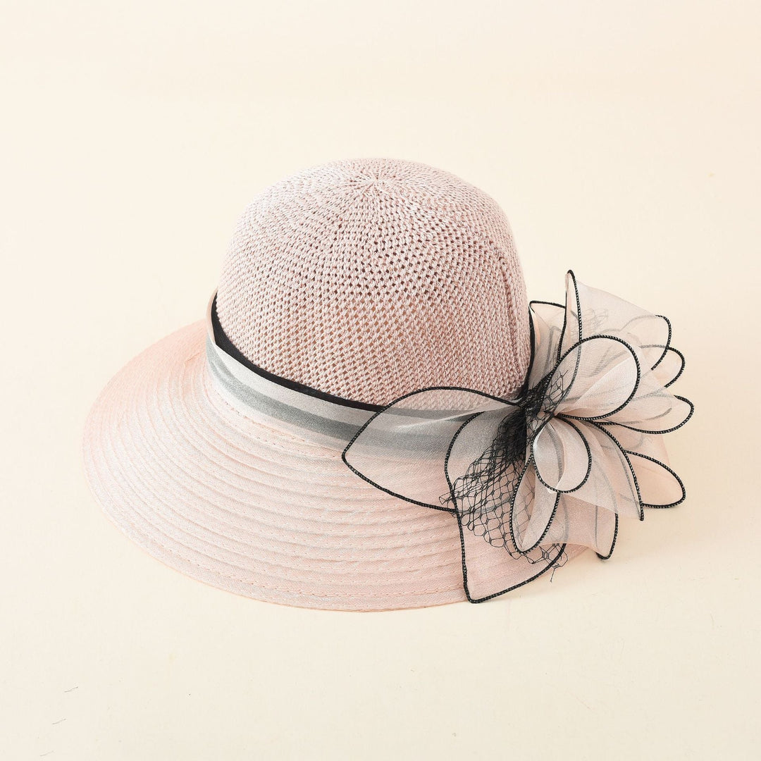 Damen eleganter Sonnenhut mit feiner Schleifenverzierung und breiter Krempe W&W Mode