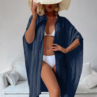 Damen Strandbluse im lässigen Schnitt mit Knopfverschluss und weitem Design WW