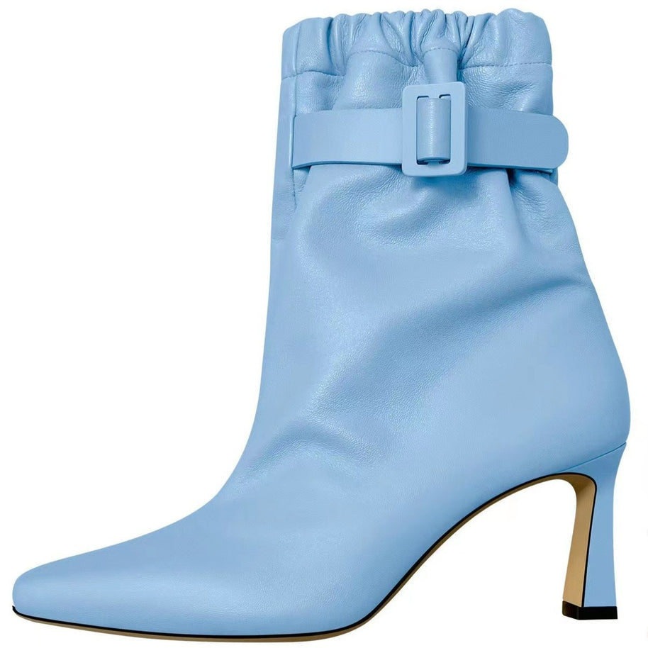 Damen Slouchy High-Heel Stiefeletten mit Schnallen-Detail WW