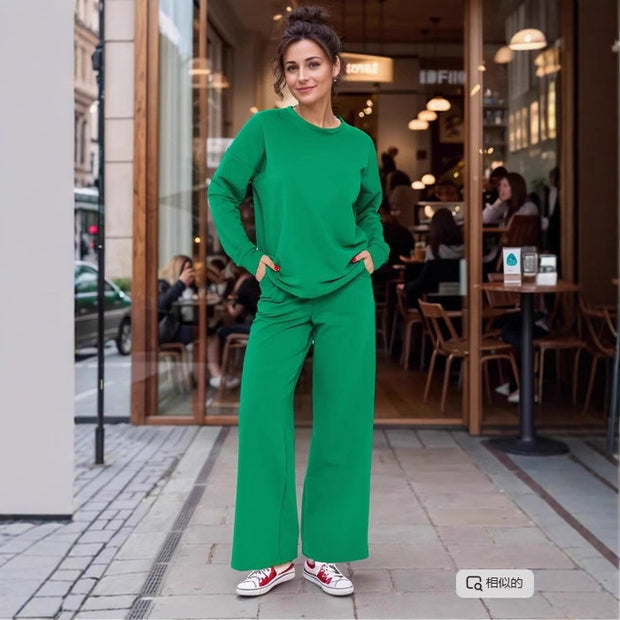 Damen Bequemes Freizeit-Loungewear-Set mit weitem Schnitt WW