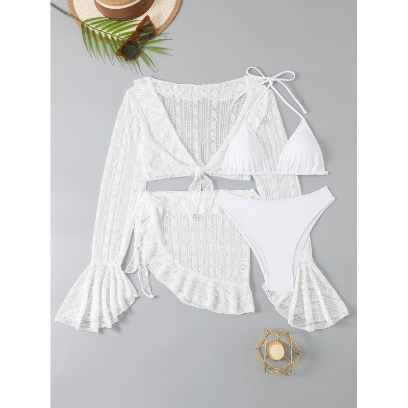 Damen Badeanzug-Set mit Spitzenoberteil und Rüschen von WW