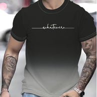 Herren T-Shirt mit kreativem Schriftzug und modernem Farbverlauf WW