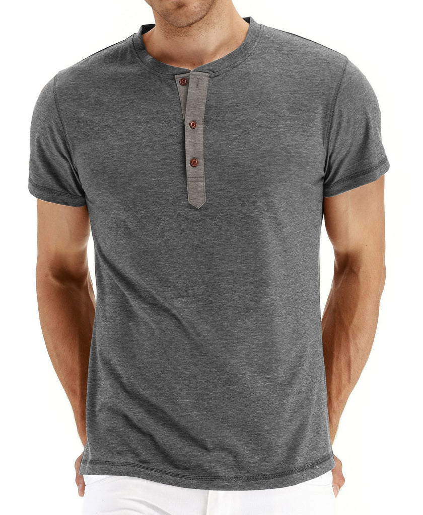 Herren Kurzarmshirt mit modischem Henley-Kragen WW