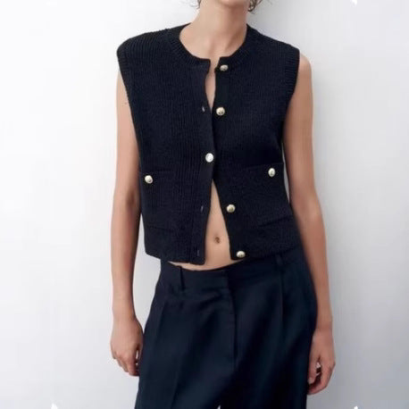 Damen Strickjacke mit Knopfdetails und dekorativen Taschen WW