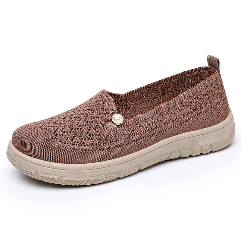 Damen Atmungsaktive Slip-On Hausschuhe mit elegantem Strickdesign und komfortablem Fußbett WW