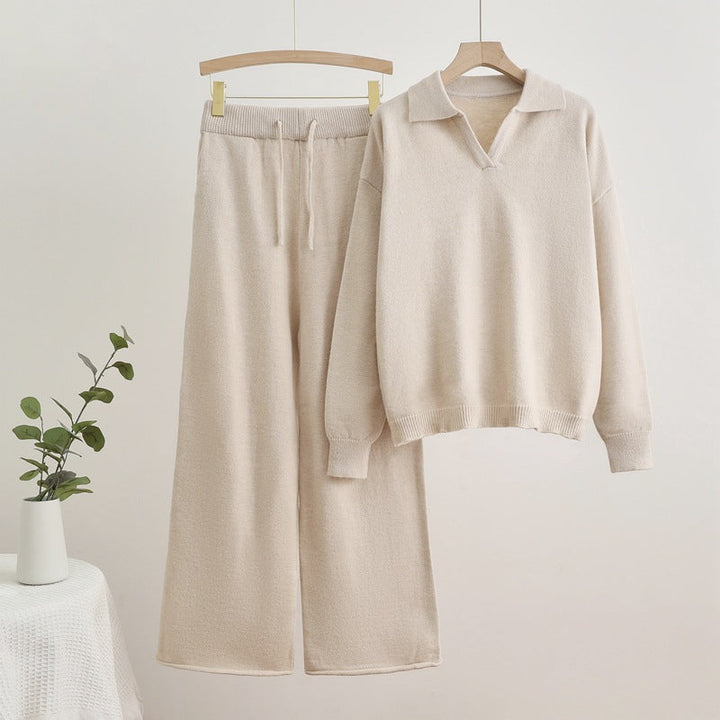 W&W Mode | Reverskragen Top und Kordelzug Weite Hose Set