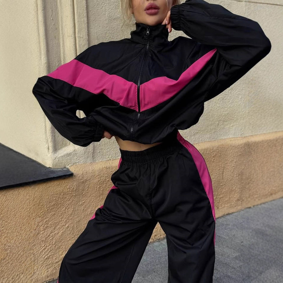 Damen sportlicher Funktionsanzug mit hohem Kragen und elastischen Bündchen WW