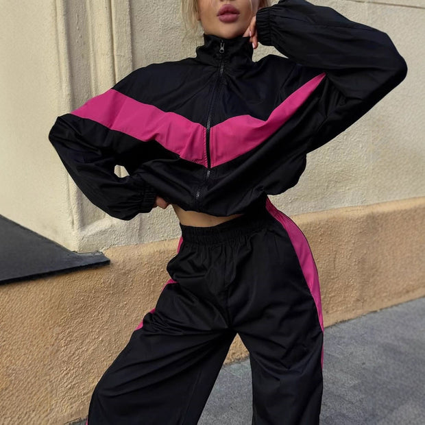 Damen sportlicher Funktionsanzug mit hohem Kragen und elastischen Bündchen WW