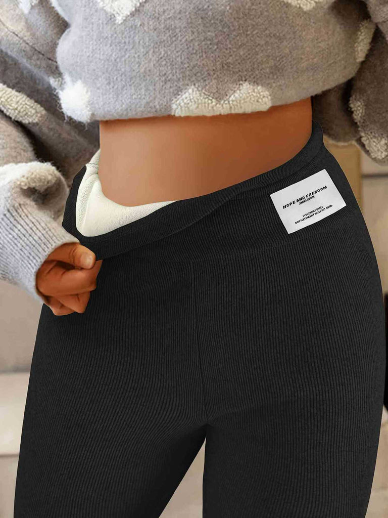 Damen Hochwertige Ripp-Leggings mit hohem Bund und dekorativem Design W&W
