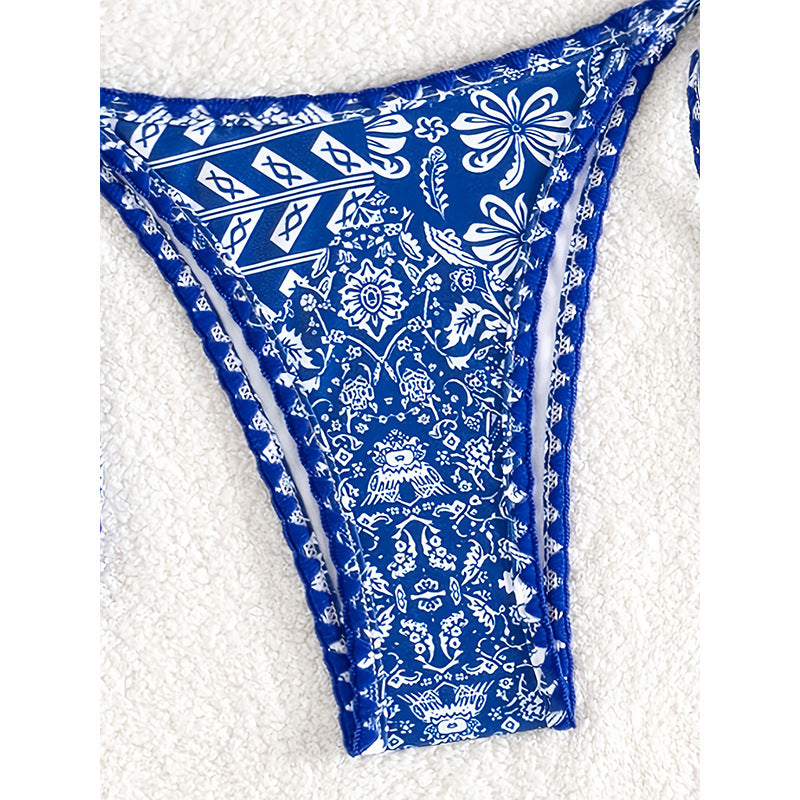 Damen Bikini-Set mit eleganten Bindebändern und trendigem Muster WW