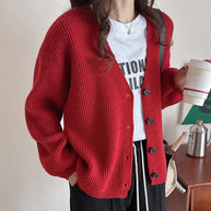 Damen Strickjacke im lässigen Oversized-Stil mit strukturiertem Rippdesign WW