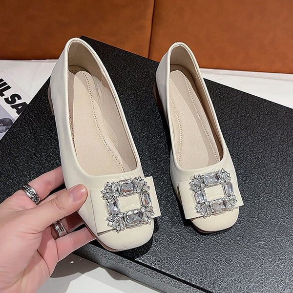 Damen Ballerinas mit Dekorativen Schmucksteinen und bequemer Sohle W&W
