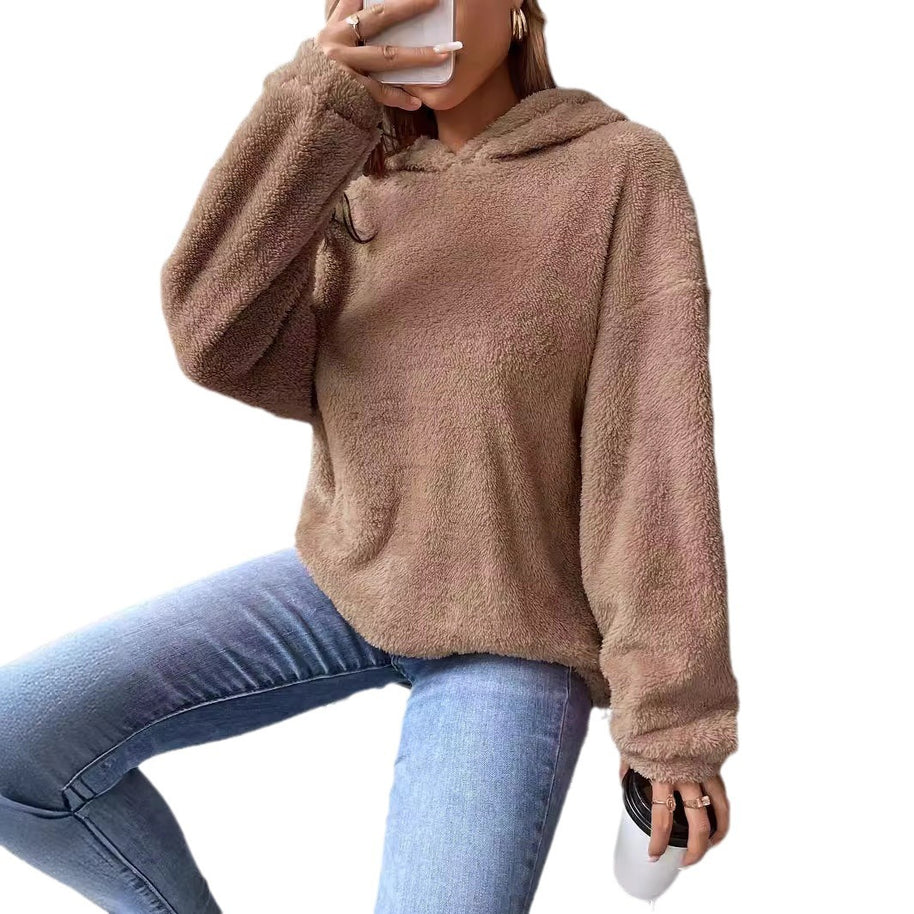 Damen Kuscheliger Hoodie mit Peter Pan Kragen WW
