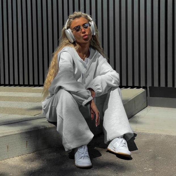 Damen Sportlicher Cropped-Trainingsanzug mit Reißverschluss WW