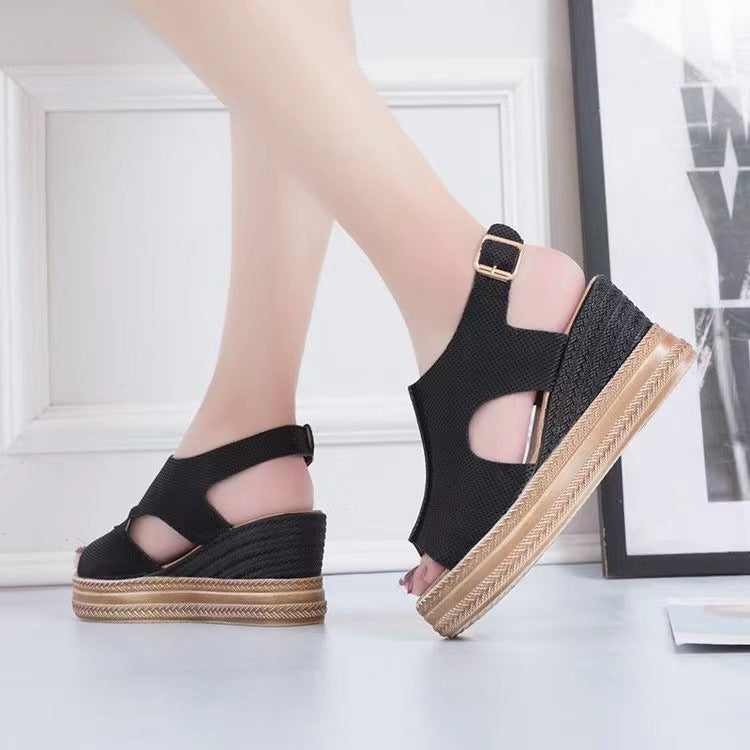 Damen Wedge-Pantoletten mit ausgefallenem Riemendesign und hochwertiger Jute-Sohle WW
