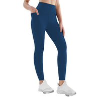 Damen Athletische Stretch-Leggings mit hoher Taille und seitlichen Taschen WW