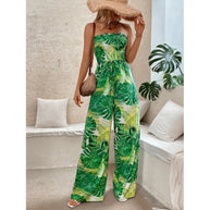 Damen Palazzo Jumpsuit mit floralen Mustern und elastischem Oberteil WW