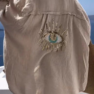 WW | Reverskragen Baumwoll-Leinen-Shirt für Frühling/Sommer