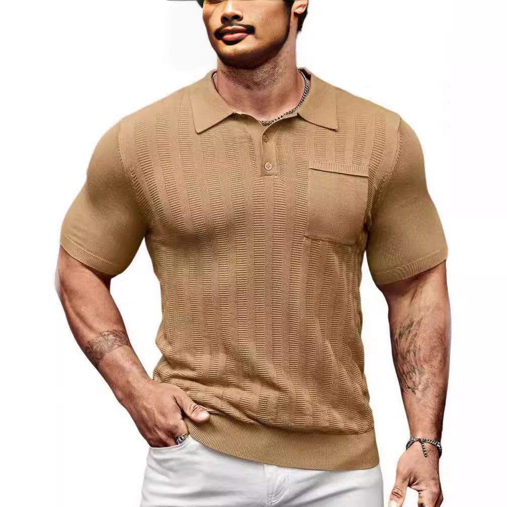 Herren Poloshirt mit strukturiertem Muster und kurzer Ärmel WW
