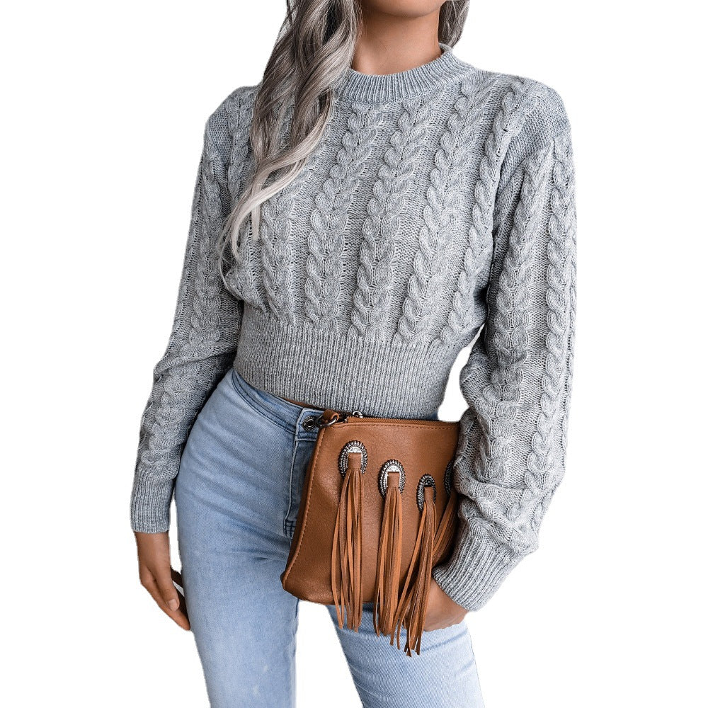 Damen Strickpullover mit strukturierter Zopfdesign und taillierter Silhouette WW
